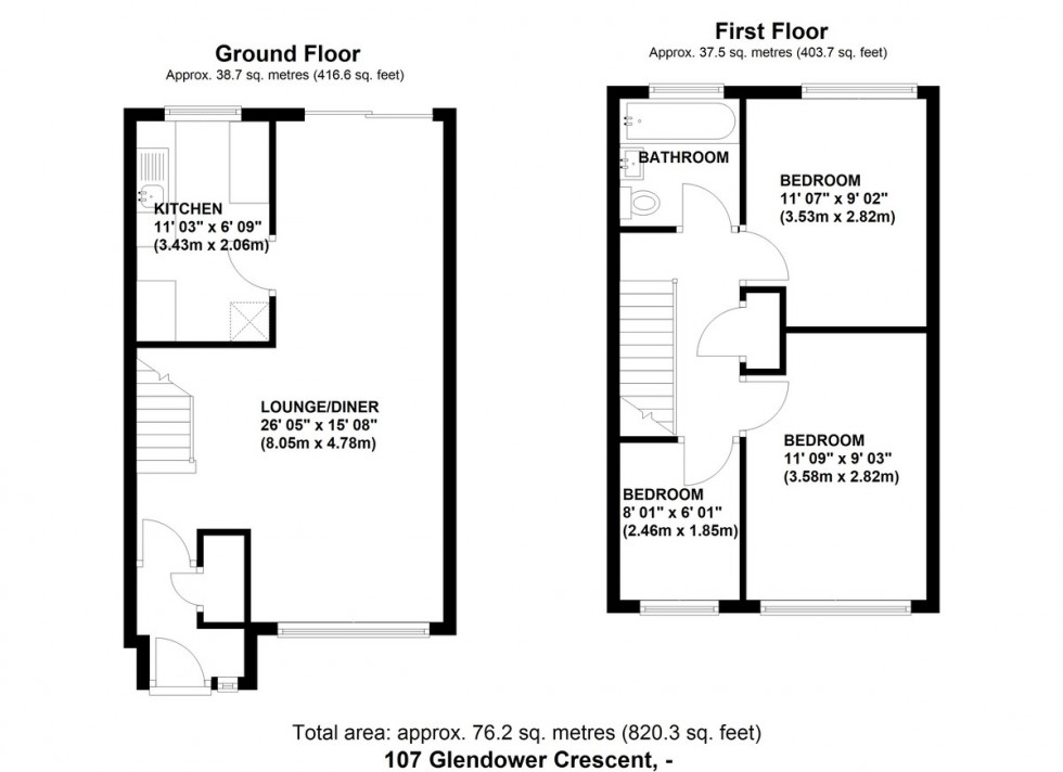 Floorplan for Glendower Crescent, Orpington